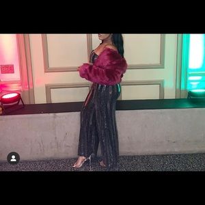 Deep V Cut Sequin Jumpsuit